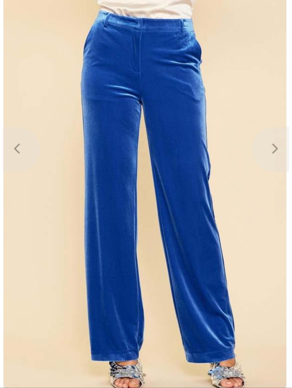 Skies Are Blue Wide-Leg Velvet Pants In Cornflower Blue Size Medium